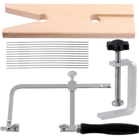 Set di seghe da gioielliere professionali 3 in 1 da 14 pezzi, con morsetto a V, telaio per sega regolabile e lame per seghetto alternativo, utensili da gioielliere per metallo