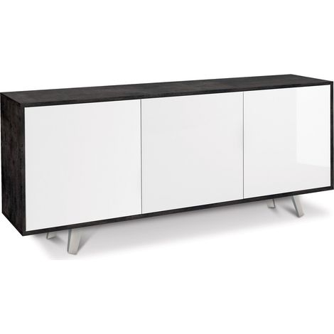 Mobile 3 Ante 177x74x41 cm Ossido Nero/Bianco Lucido (1/2)