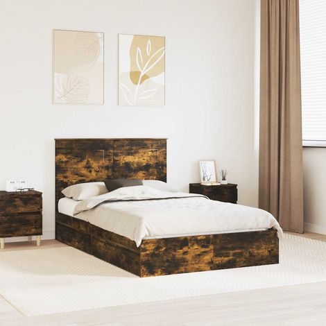 Aufbewahrungsbett Geräucherte Eiche 135 x 190 cm Holzwerkstoff