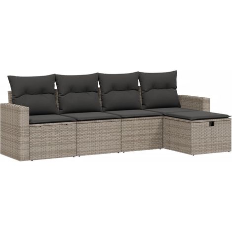 Maison Exclusive - 5-tlg. Garten-Sofagarnitur mit Kissen Grau Pol