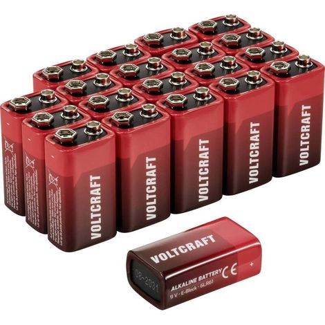 [NEUWERTIG] B-Ware VOLTCRAFT Block-Batterie 6LR61 9V Alkali-Mangan 550mAh 20 Stück (1/2)