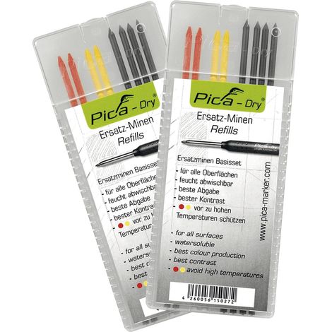 PICA Ersatzminen-Set graphit/gelb/rot zu Tieflochmarker Pica Dry |2 Packungen