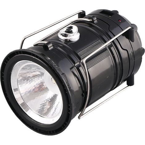 Lanterne de Camping Pliable Rechargeable Solaire et USB, Lampe de Secours Portable avec Crochet, Éclairage LED pour Tente et Extérieur, Noir/Bleu/Or (1/5)