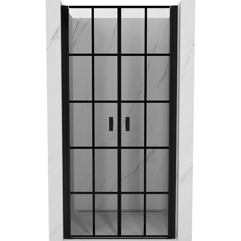 Mexen Mist puertas de ducha abatibles 110 cm, rejilla negra, negro - 8A7-110-000-70-77 (1/5)