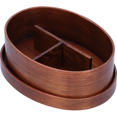 Boîte Bento Ovale en Bois pour Sushi - Rangement Alimentaire Adulte, Étudiant, Bureau (1/5)