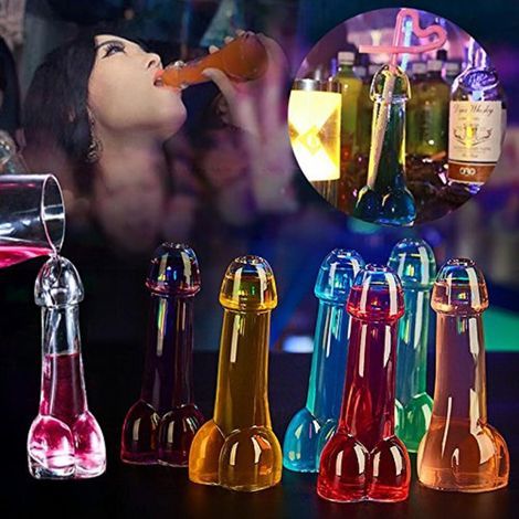 4 pièces Verre à Martini Drôle en Verre Borosilicate Cristal, Verre à Whisky Vin Amusant pour Bar Fête Club (1/3)
