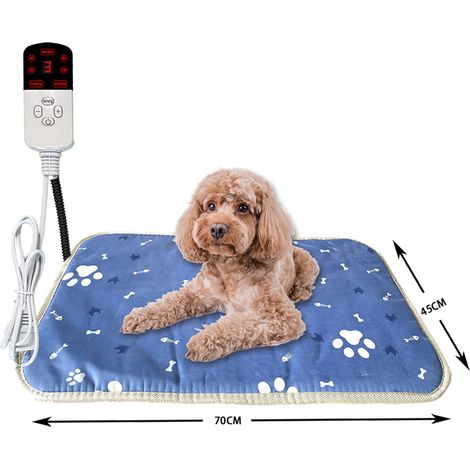 Coussin chauffant pour animaux, 75 x 45 cm, coussin chauffant électrique pour chien, avec 9 niveaux de température et minuterie réglables, tapis chauffant étanche et sécurisé avec cordon résistant aux (1/5)