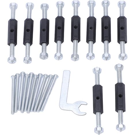 Kit reparation boite electrique 86 en acier alliage : entretoises vis cle a molette pour fixer interrupteur prise murale, 10 entretoises 10 vis 1 cle (1/5)