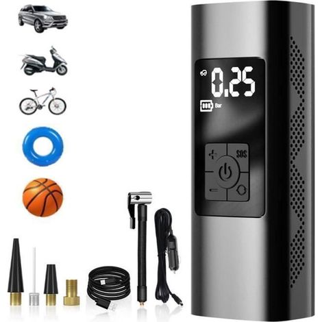 Compresseur à Air Portatif - Mini Pompe à Air Électrique - 6000mAh - Sans Fil - Écran LCD - Gonfleur Pneus (1/4)