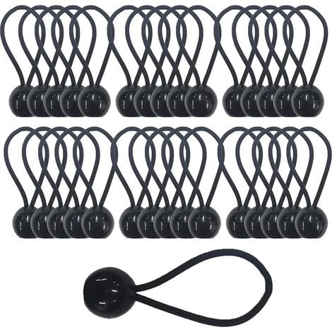 30 pezzi di corde elastiche con palline, corde elastiche, corde elastiche per teloni per striscioni, padiglioni, teloni, campeggio, tende, imbracatura di estensione per tende, spessore 4 mm molto resi (1/5)