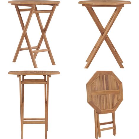 Tavolo da Giardino Pieghevole 60x60x75 cm in Massello di Teak - Tavolo in teak - Tavolo pieghevole