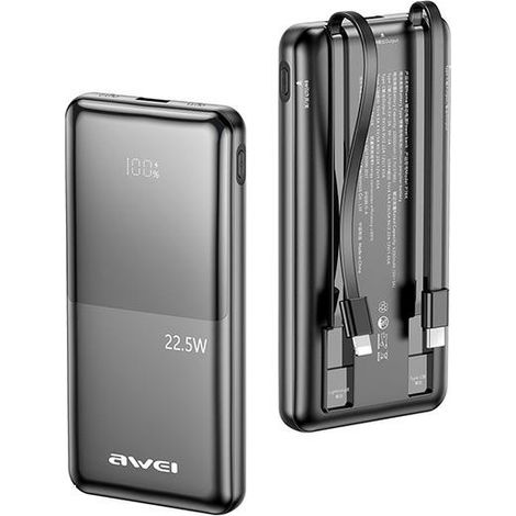 AWEI Powerbank P76K 10000mAh 22,5Wczarny/schwarz Digitalanzeige (1/5)