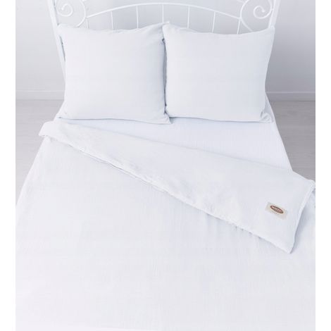 Parure de lit mousseline 160x200 +2x70x80cm Blanc01 MATEX (1/5)