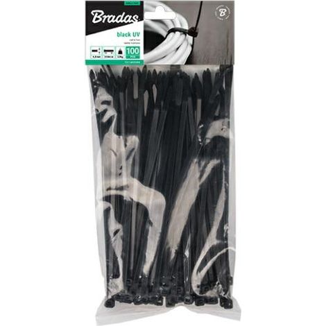 Presillas negras Bradas TS1188400B, pack de 100 unidades, ideales para una sujeción firme y organizada en diversas aplicaciones.