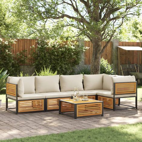 Salon de jardin avec coussins 6 pcs bois d'acacia solide (1/5)