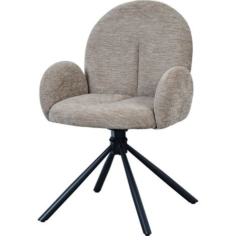 CHICFURN Set di 2 sedie da pranzo girevoli tortora nere in ciniglia con braccioli (1/5)