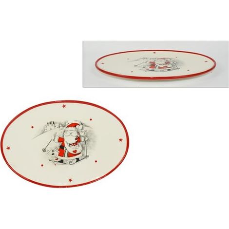 Piatto babbo natale in ceramica per decorazioni tavolo da addobbi natalizi 18CM (1/5)