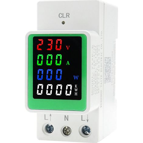 Irovami Compteur électrique rail LED – Tension/courant/puissance – Idéal pour maison, tableau, suivi (1/5)