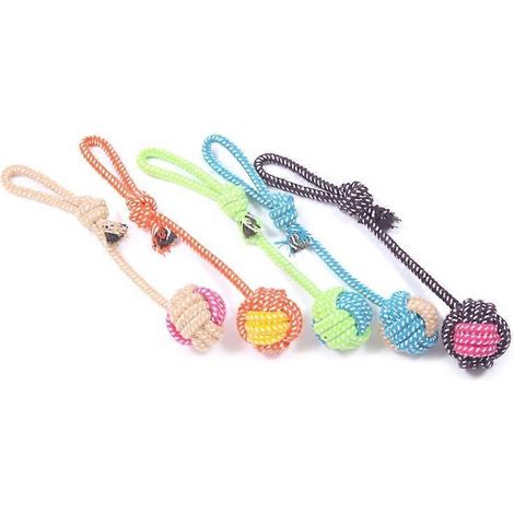 Jouet à mâcher en corde pour chiots, jouet à tirer et à rapporter, corde en coton résistant - pour tirer la balle (1/5)