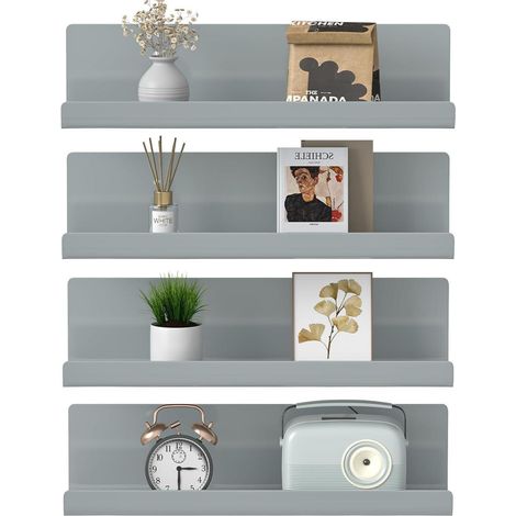 Schweberegale Wandregal Bilderleiste Kunststoff 4erSet Grau 4 Pack (1/5)