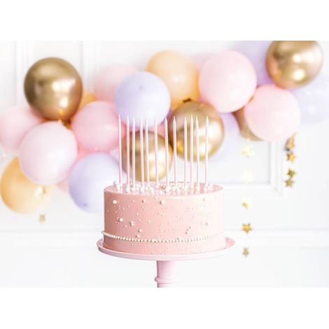 Bougies d'anniversaire, unies, roses, 14 cm, 12 pcs. (1/2)