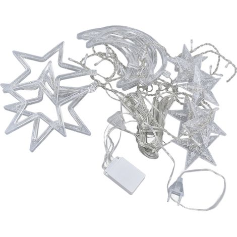 Guirlande lumineuse rideau Star Moon 126 LED 8 modes d'éclairage Ambiance romantique pour jardin Ramadan Fiche UE 220V (1/5)