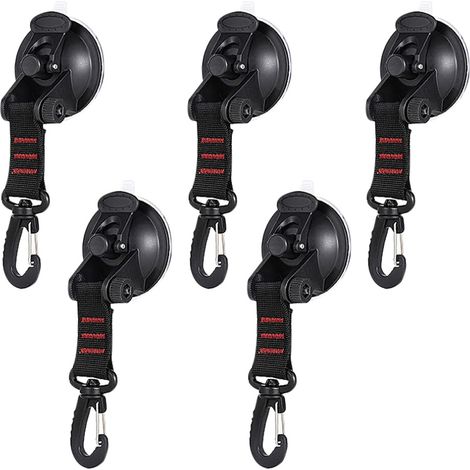 Juego de 5 ganchos de ventosa resistentes para coche, clips de ventosa para coche, cables de camping, ventosas de montaje para caravanas/tiendas de campaña (1/4)