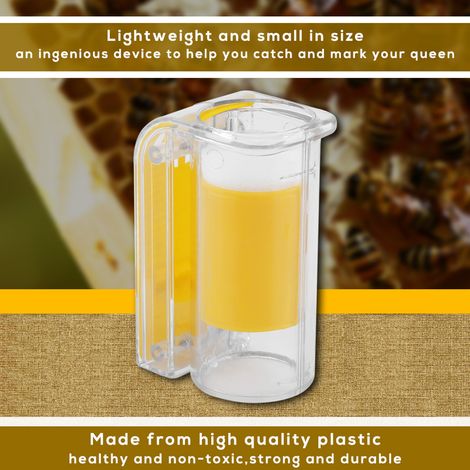 Outil d'apiculteur en peluche pour la capture de marques de reine des abeilles, flacon marqueur en plastique à piston utilisable d'une seule main. (1/5)