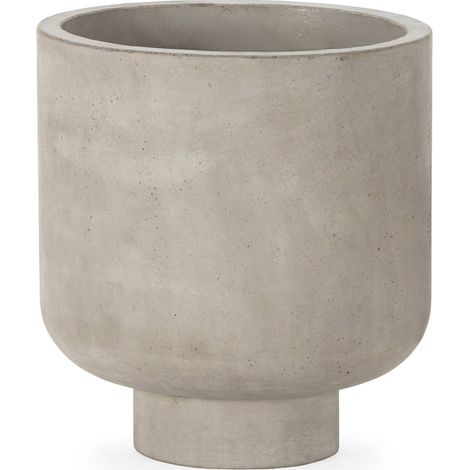 Cache pot design en ciment naturel avec drainage optimal - gris ciment naturel