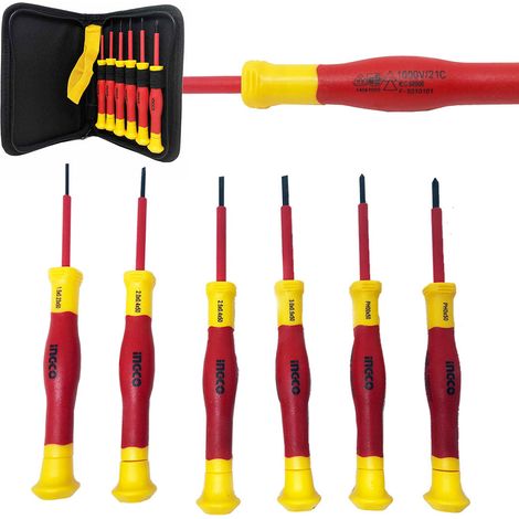 Set cacciaviti di precisione isolati 6 pz - Ingco  HKIPSD0601 (1/4)