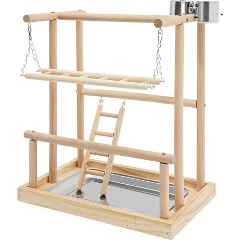 Aire de jeux pour oiseaux, bois durable, design interactif, style 1, M (1/2)