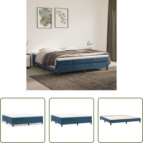 vidaXL Matelas - Cadre de lit à lattes bleu foncé 160x200 cm velours (1/5)