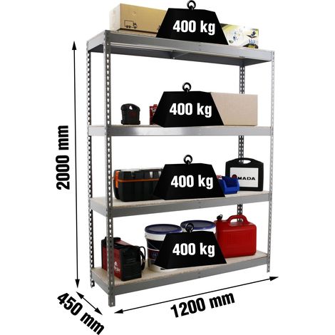 Simonrack Metallregal grau mit robustem Holz, 4 Böden