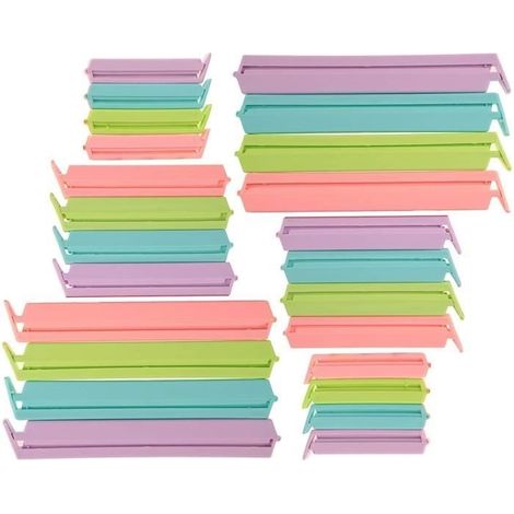 Lot de 24 clips de fermeture en plastique pour sachets de nourriture (3 tailles) (1/4)