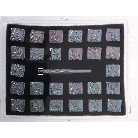 26 pièces Kit d'Estampes Lettres en Acier pour Cuir DIY, Outils de Marquage Métal (1/4)