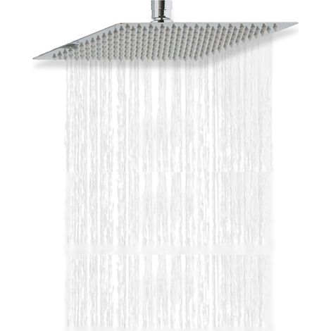 Tête de douche carrée en acier chromé 25cm (1/4)