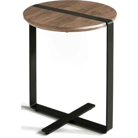 Table d'appoint en bois structure acier peint époxy - Noyer / foncé (1/4)