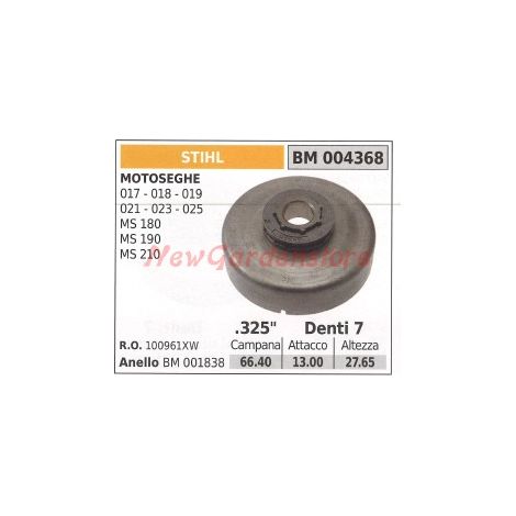 Kupplungsglocke Ritzel STIHL Motorsäge 017 018 019 021 023 025 004368 100961XW