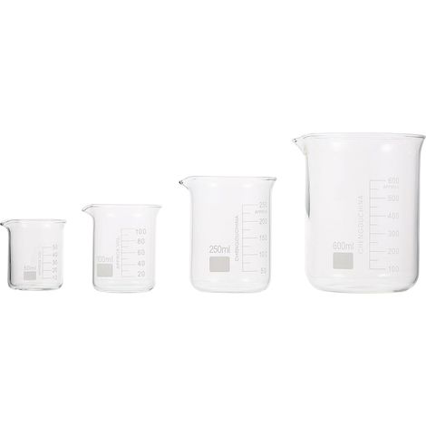 Tasses à Mesurer avec Graduation Claire et Mesure Précise Lot de 4 en Verre Borosilicaté pour Laboratoire pour Cuisson et Expériences (1/5)