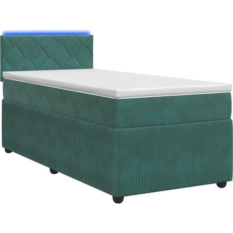 Maison Exclusive - Letto box spring con materasso Verde Scuro 90 x 200 cm Velluto (1/5)