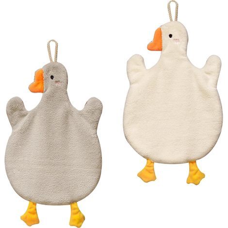 Lot de 2 essuie-Mains à Suspendre avec Boucle de Suspension absorbante en Polaire Corail pour Salle de Bain - Torchon Doux et épais (1/5)