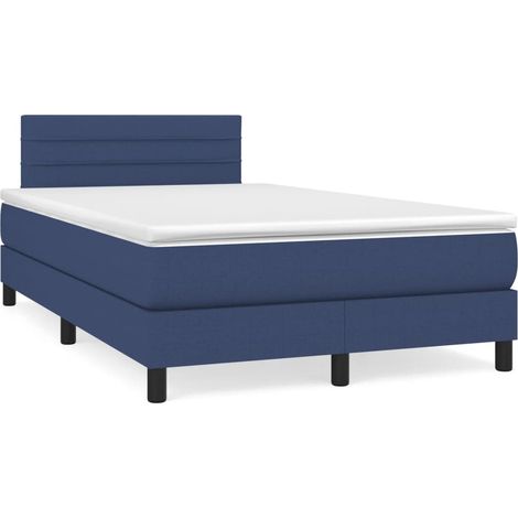 Sommier à lattes de lit matelas et LED bleu 120x190 tissu (1/5)