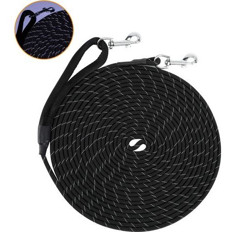 Laisse de Dressage pour Chien 5M Long en Nylon Réfléchissant Léger Réglable avec Boucle en Alliage de Zinc pour Petits à Grands Chiens Animal de Compagnie, Camping, Randonnée, Noir (1/5)