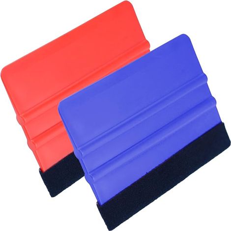 Lot de 2 raclettes avec bord en feutre - Raclette avec bord en feutre - Raclette de collage - Raclette magnétique pour film de voiture - Raclette en plastique pour éviter les bulles et les rayures (1/5)