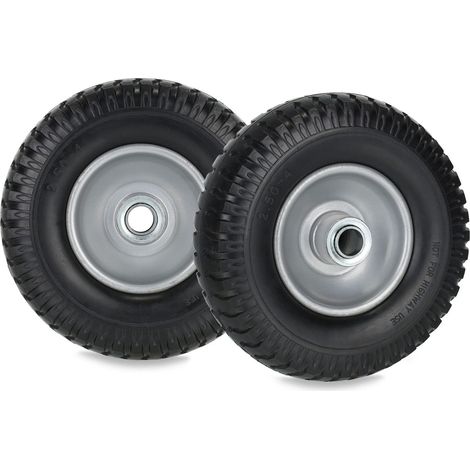 Roue de brouette 2.50-4, lot 2, Pneu Caoutchouc, Jante Acier, increvable, Charge Max. 80 kg, Noir et Gris (1/5)