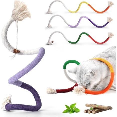 Jouet Chat, Jouet de Dentition Chaton, 70cm Jouet Chat Corde, Jouet a Macher Chat, Jouet pour Chat Interactif, Jouets de Soins Dentaires pour Chats, pour Interagir Et Nettoyer Les Dents