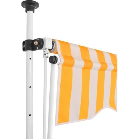 Auvent Marquise rétractable manuel, Store Banne pour Jardin Balcon Terrasse, 150 cm Rayures oranges et blanches OIB1746E (1/5)