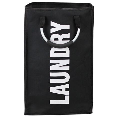 Sac à linge pliable et amovible - Noir, 33 x 23 x 53 cm, avec poignée, panier à linge étanche 600D, 20 à 35 litres, sac de rangement pour vêtements pour dortoir d'hôtel intérieur (1/4)