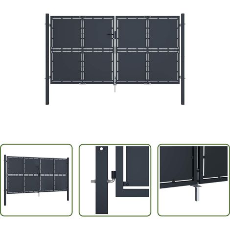 vidaXL Gartenzaun - Gartentor aus Stahl 300 x 175 cm Anthrazit (1/5)