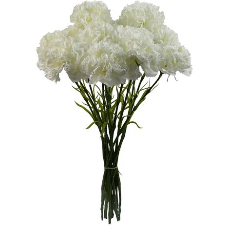 12 x White Carnation Artificial Flower (1/4)